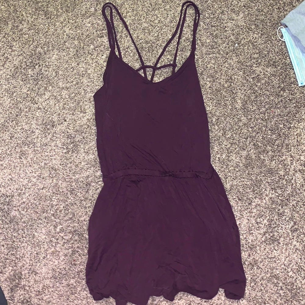 plum romper with pockets !